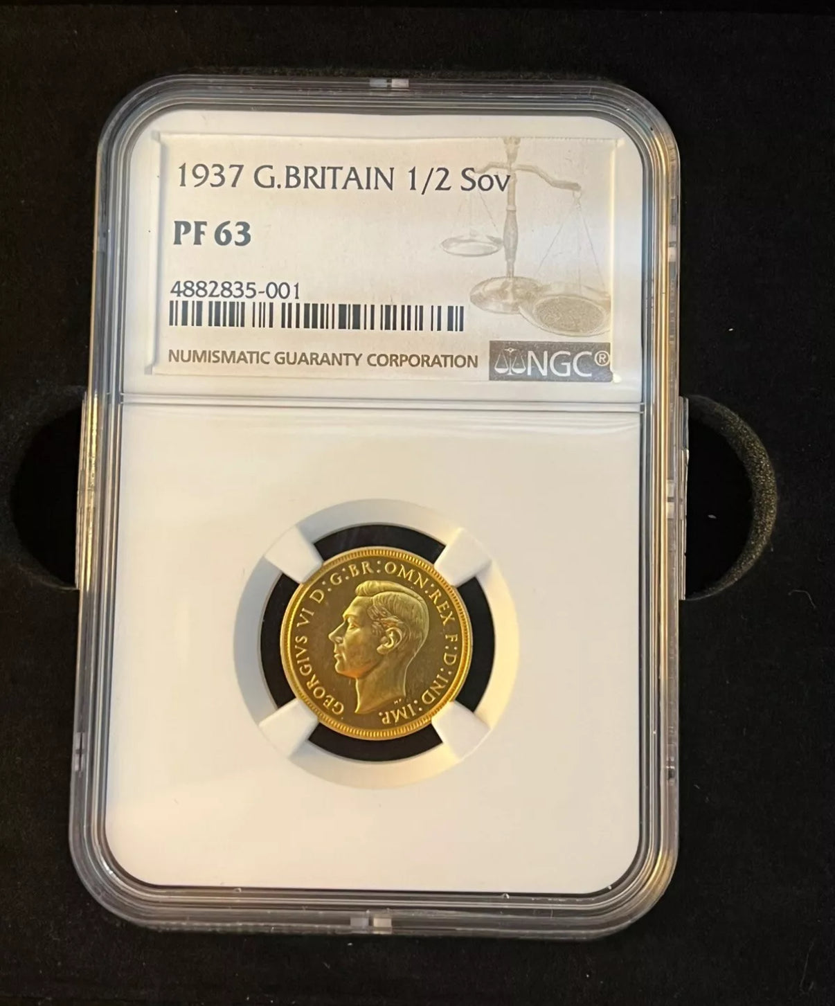 RARE 1937 George VI Gold Proof Half Sovereign NGC PF63
