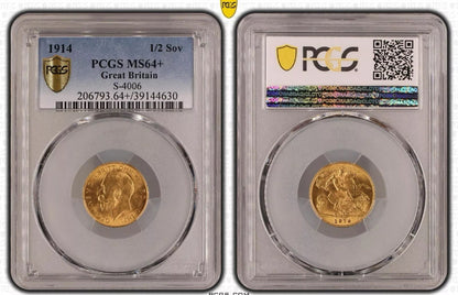 1914 Royal Mint George V Half Sovereign - NGC Graded MS64+ - WOW Condition