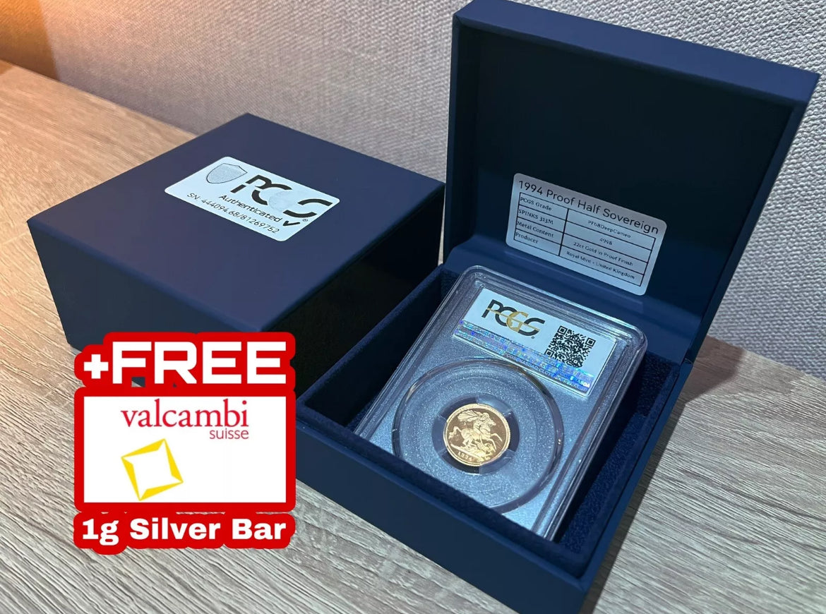 1994 QEII 22ct Gold Proof Half Sovereign - PCGS PF68DCAM certified - LOW MINTAGE