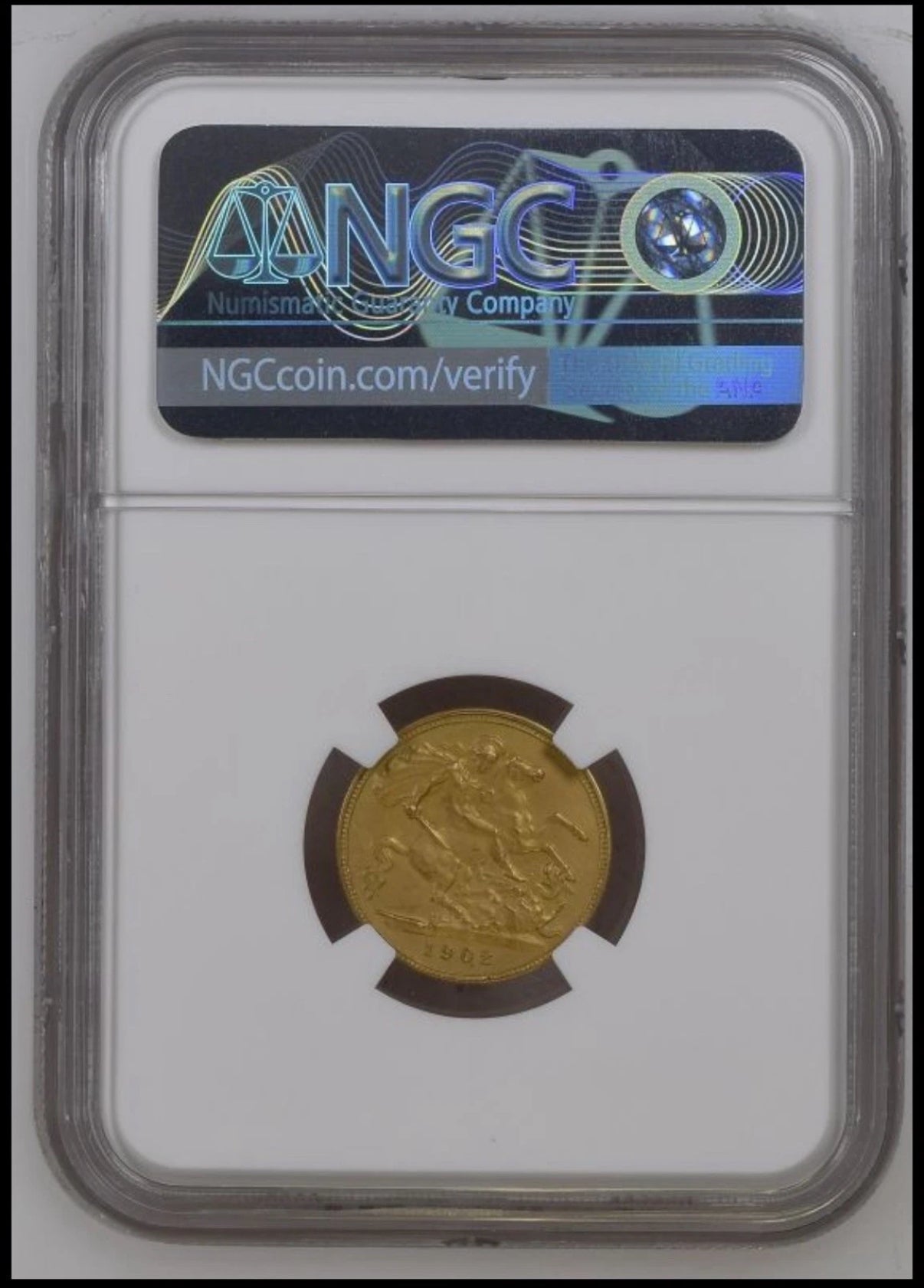 Boxed NGC Graded PF62 - 1902 Matte Proof Half Sovereign Gold coin & FREE Silver