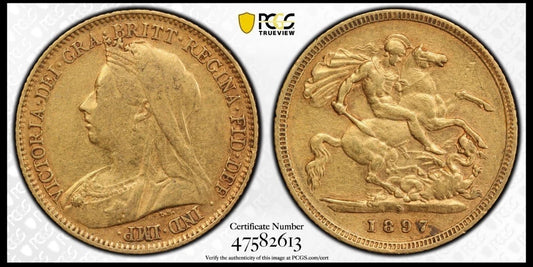 *RARE* NGC XF45 Victoria 1897-S Australia Gold Half-Sovereign Sydney