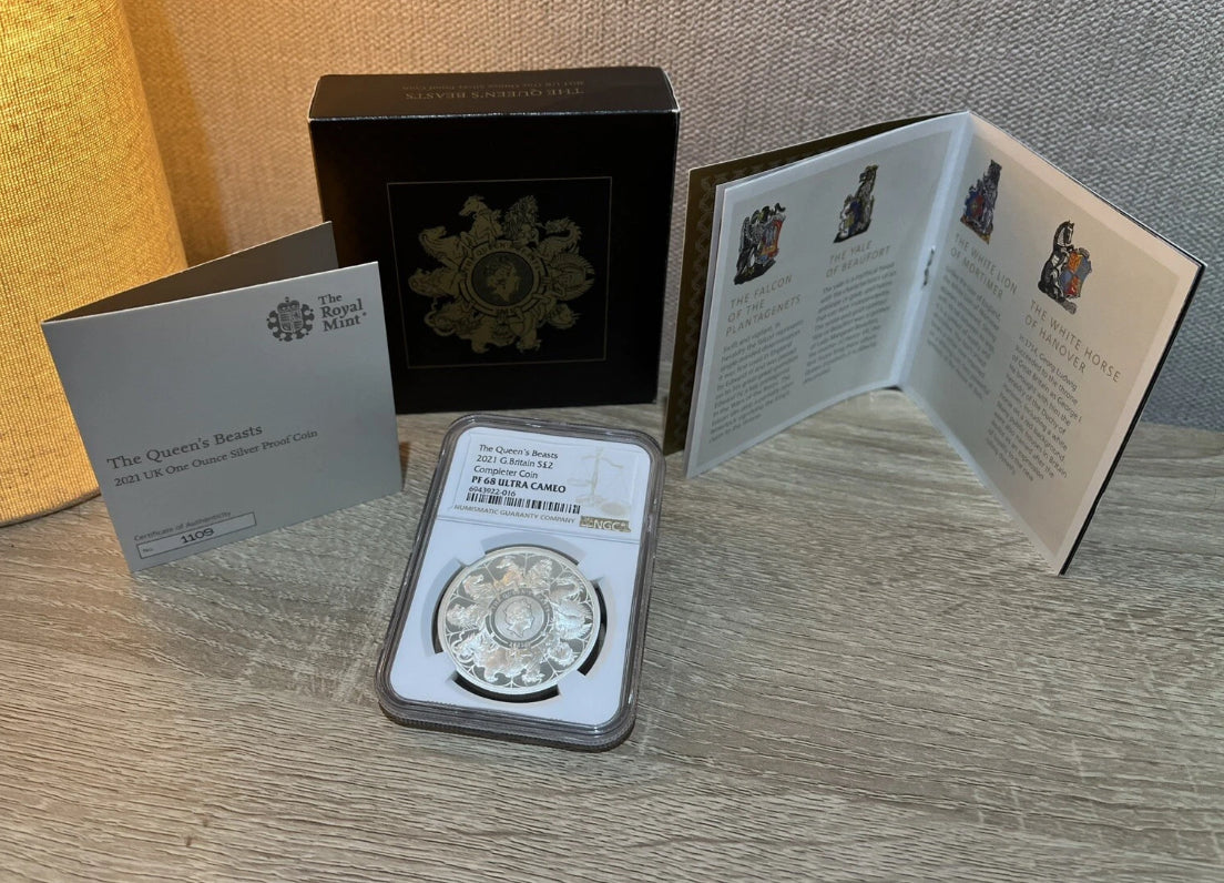 2021 Royal Mint Silver Proof NGC Graded PF68 UltraCameo - QUEEN'S BEASTS COMPLETER 1oz