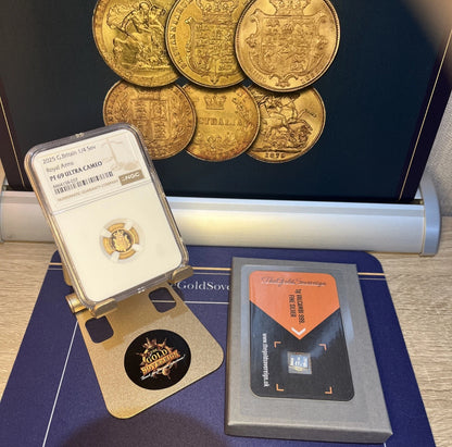 *RARE* 2025 Gold Proof Quarter Sovereign Shieldback NGC PF69 Ultra Cameo Boxed