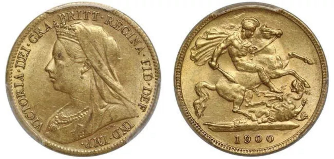 1900 MS62 PCGS Graded Victoria Gold Half-Sovereign & FREE Silver Bar -Rare Grade