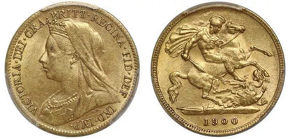 1900 MS62 PCGS Graded Victoria Gold Half-Sovereign & FREE Silver Bar -Rare Grade