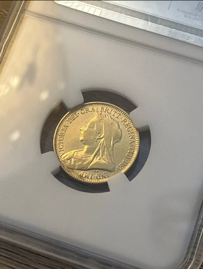 *RARE* 1893-S Queen Victoria Half Sovereign 22ct Gold Coin + FREE Silver bar