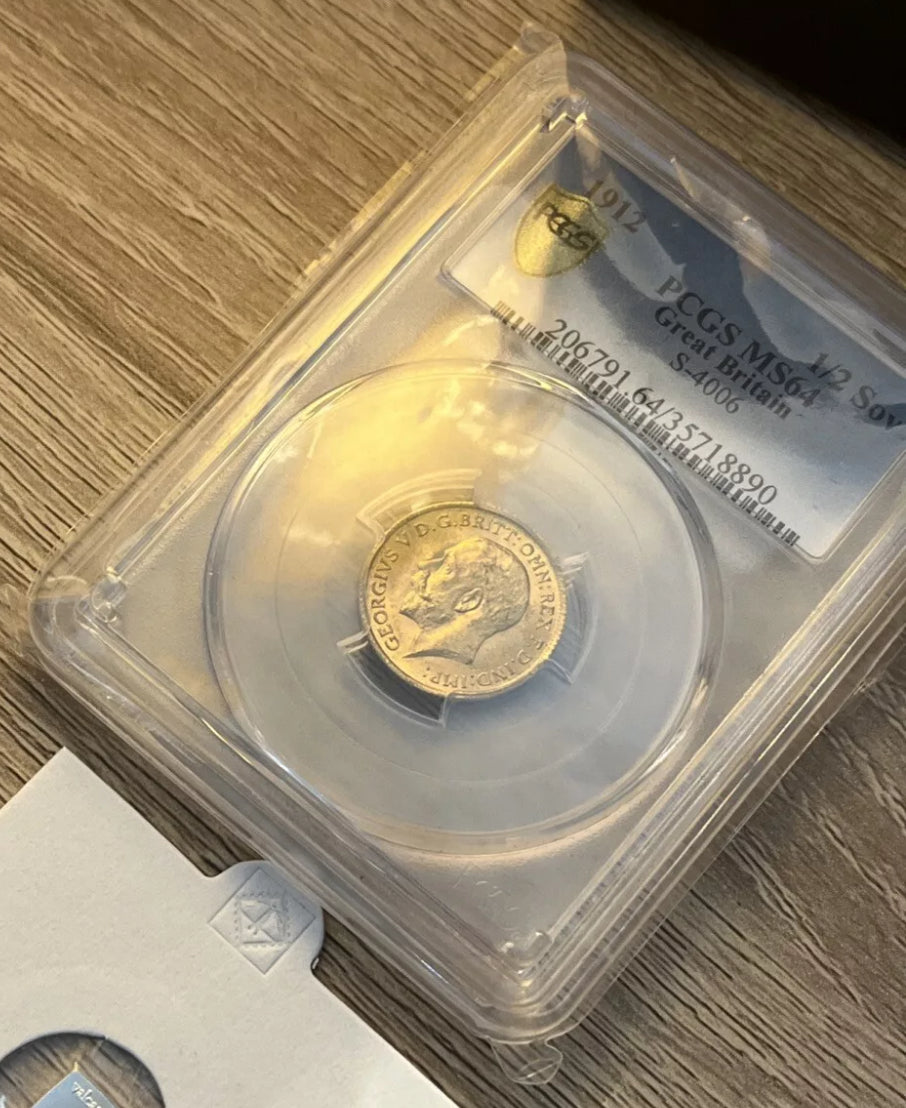 1912 Royal Mint George V Half Sovereign -  PCGS Graded MS64 - WOW Condition