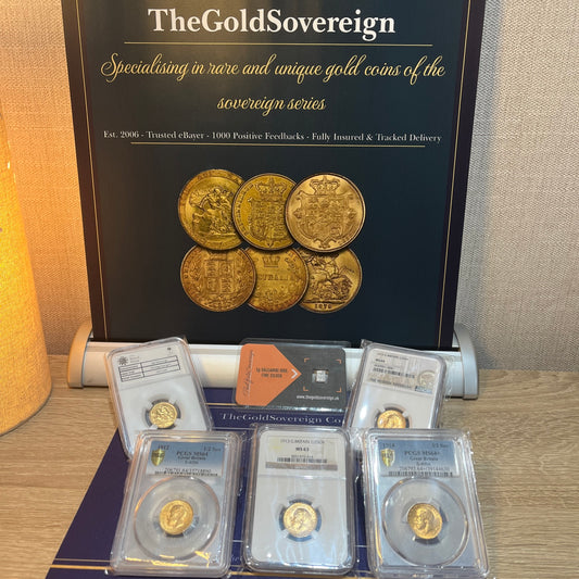 Complete Royal Mint George V Half Sovereign -  5 Coin Set - PCGS & NGC Graded