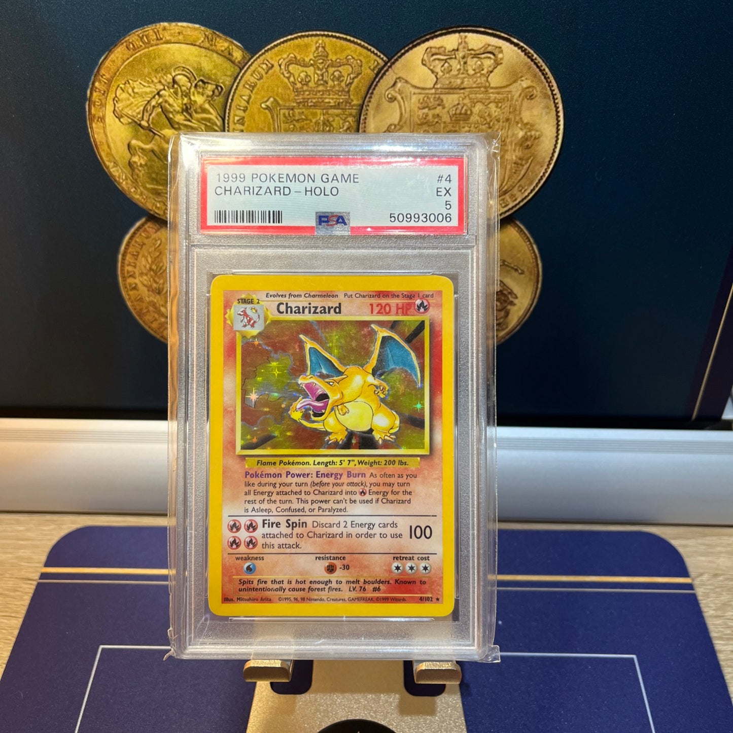 PSA 6 - Pokémon Charizard Holo - Base Set Unlimited - 4/102 Rare TCG