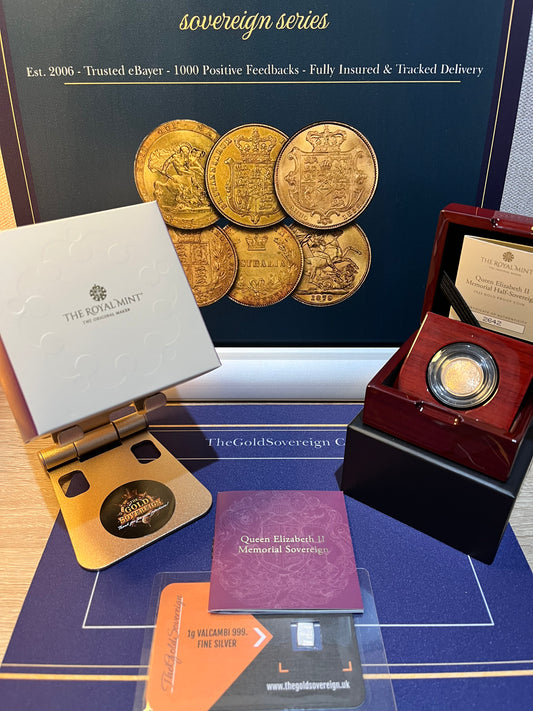 Queen Elizabeth II Memorial Half Sovereign 2022 Gold Proof Coin Boxed