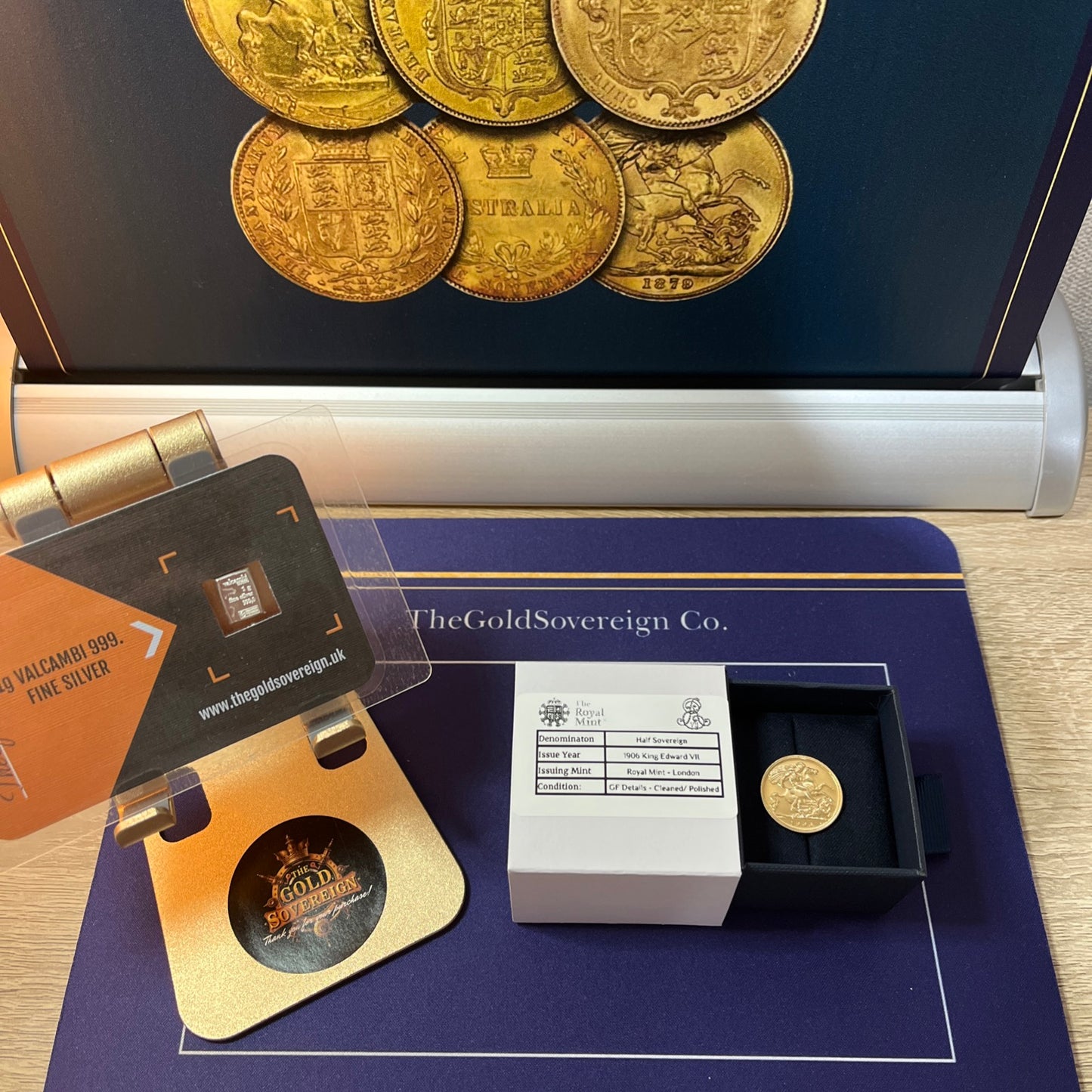 1906 King Edward VII Half Sovereign 22ct Gold - Boxed + FREE Silver bar