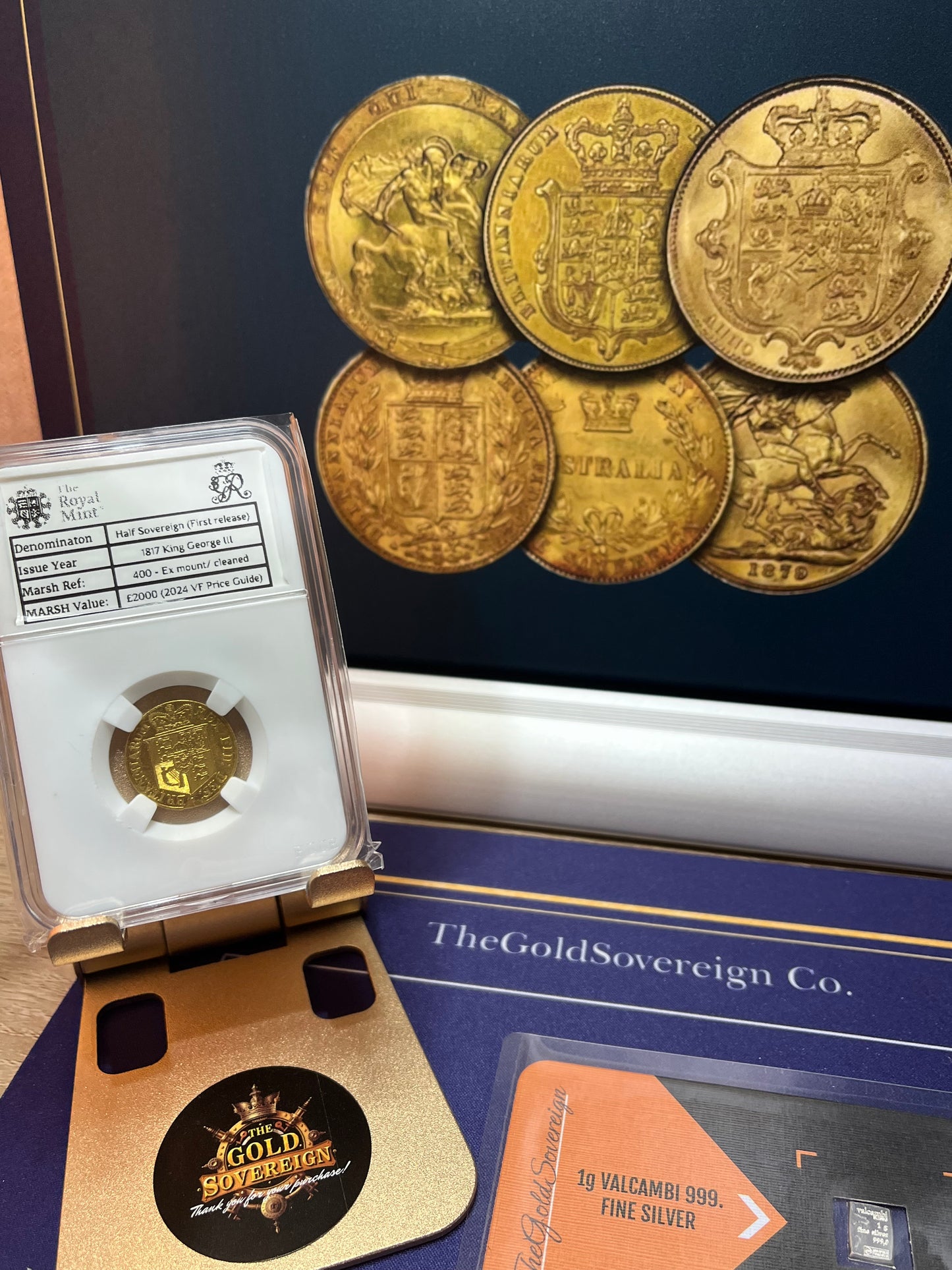 1817 Gold Half Sovereign - King George III - First Modern Release + FREE Silver Valcambi bar