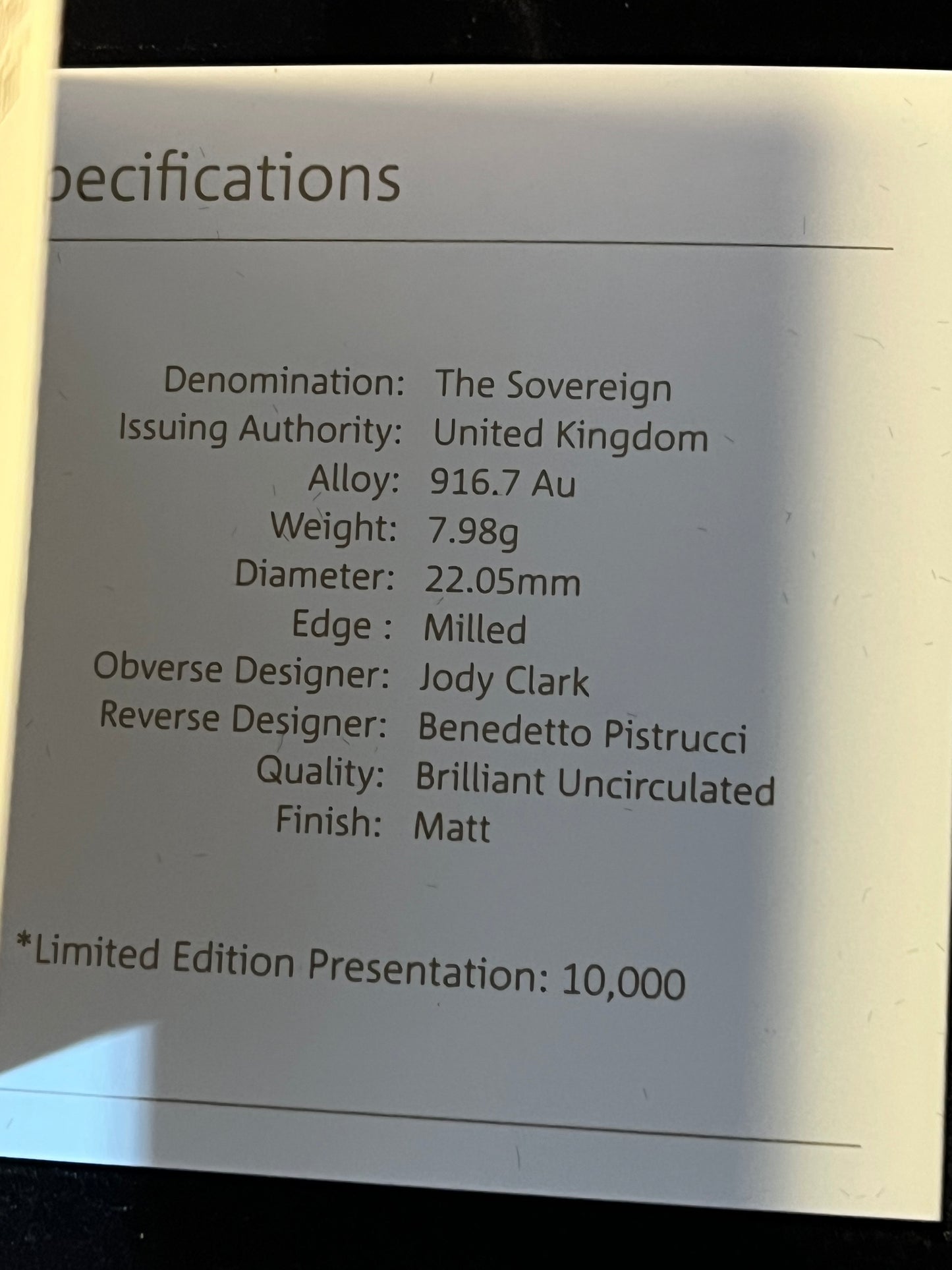 MATTE 2020 Gold Sovereign Brilliant Uncirculated (Boxed)