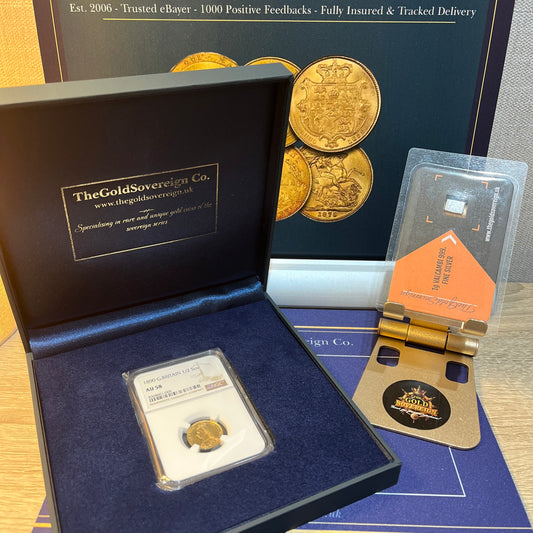 *RARE* NGC AU58 1890 Victoria Jubilee Gold Half Sovereign Shieldback- Low Shield