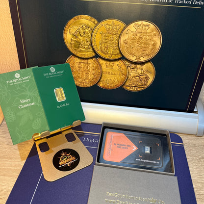 Royal Mint Merry Christmas 1g Gold Bar 999.9 fine gold