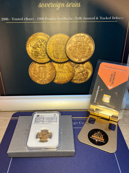 MINT STATE 1914 George V Full Sovereign 22ct Gold Coin  WOW condition, boxed + FREE Silver
