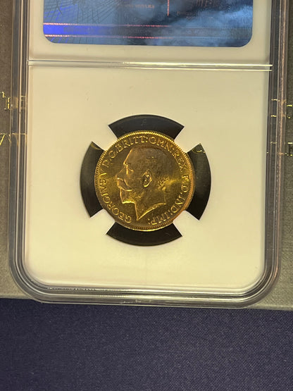 MINT STATE 1914 George V Full Sovereign 22ct Gold Coin  WOW condition, boxed + FREE Silver