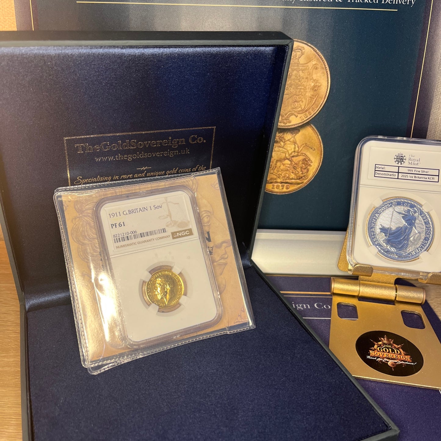 *RARE* 1911 Proof Gold Sovereign George V - NGC PF61 + Gift-boxed + FREE 2025 Silver Britannia