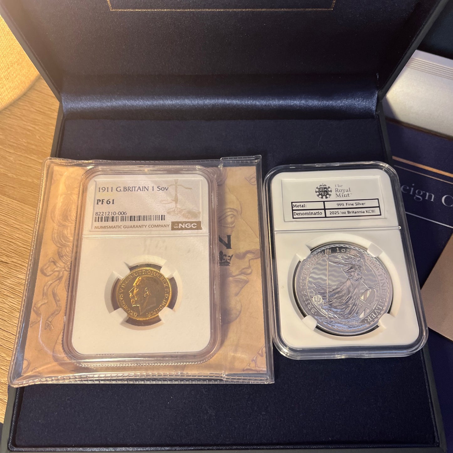 *RARE* 1911 Proof Gold Sovereign George V - NGC PF61 + Gift-boxed + FREE 2025 Silver Britannia