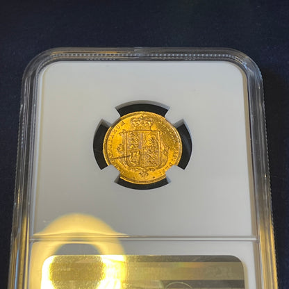 *RARE MINT STATE MS61* NGC Graded 1883 Gold Half Sovereign Coin + FREE Silver bar