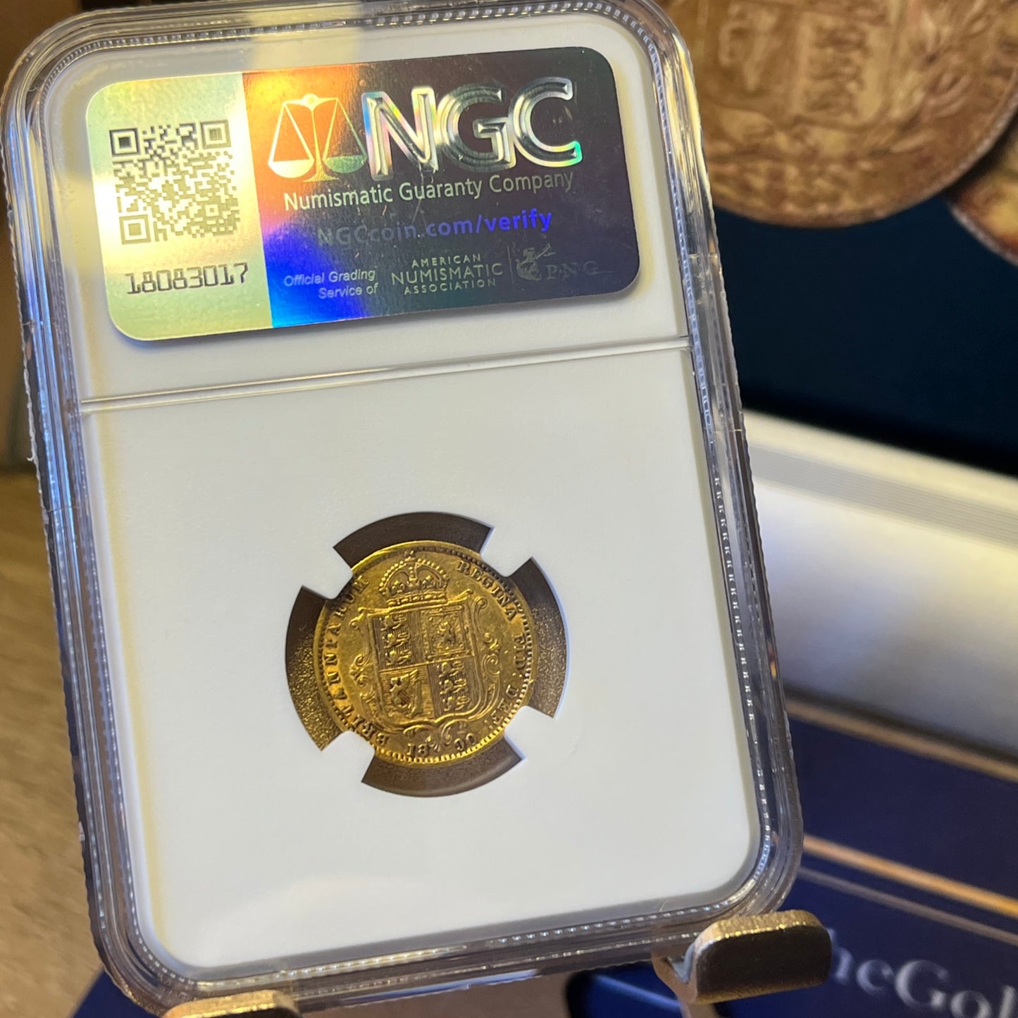*RARE* NGC AU50 1890 Victoria Jubilee Gold Half Sovereign Shieldback- Low Shield