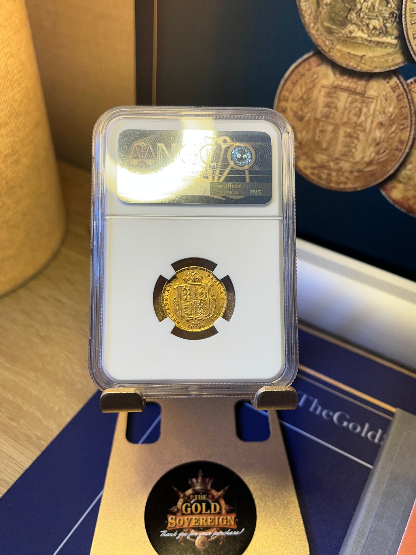 NGC Graded AU58 1890 Victoria Jubilee Gold Half Sovereign 22ct Coin +FREE Silver