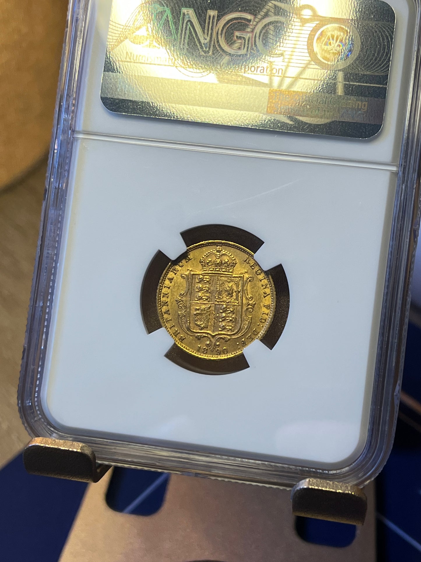 NGC Graded AU58 1890 Victoria Jubilee Gold Half Sovereign 22ct Coin +FREE Silver