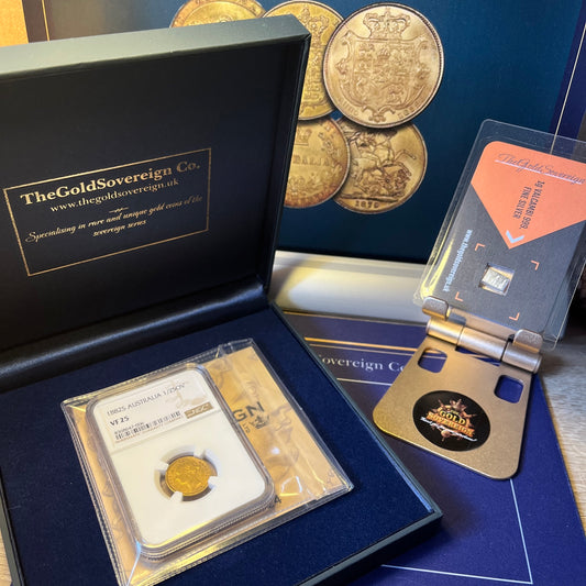 *R2 V.RARE* NGC Graded 1882 Sydney 22ct Gold Half Sovereign - Arabic 1 in REGINA bun touching G of Gratia (£2400 MARSH Value)