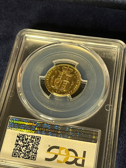 *WOW* PCGS AU58 Graded 1877 Victoria Gold Half Sovereign Shieldback