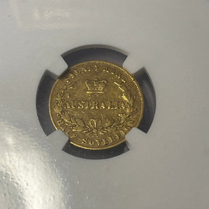 *R2 V. RARE* 1865 NGC Graded Queen Victoria Gold Half Sovereign