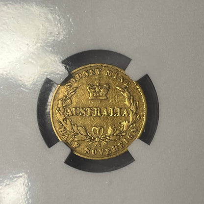 *R2 V. RARE* 1865 NGC Graded Queen Victoria Gold Half Sovereign