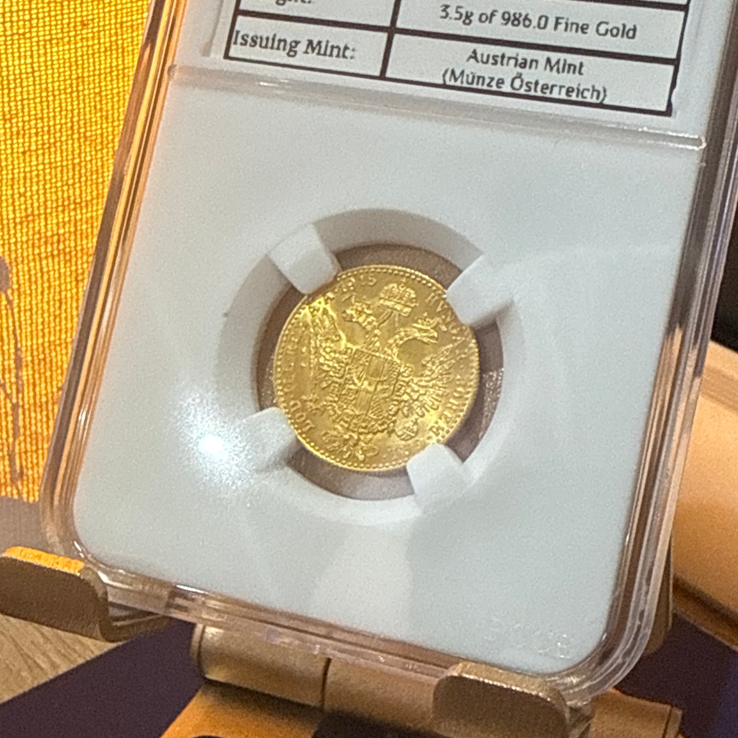 BEST VALUE - 23ct 1915 Austrian 1 Ducat Gold Coin 3.5g + FREE Silver Bar