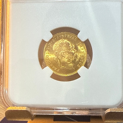 BEST VALUE - 23ct 1915 Austrian 1 Ducat Gold Coin 3.5g + FREE Silver Bar