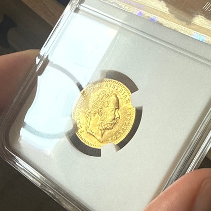 BEST VALUE - 23ct 1915 Austrian 1 Ducat Gold Coin 3.5g + FREE Silver Bar
