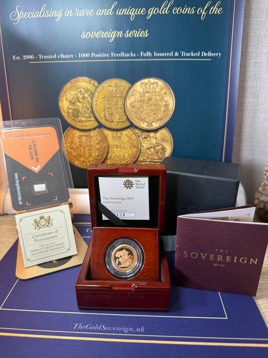 2017 Elizabeth II Proof Gold Full Sovereign with box and COA 200th Anniversary