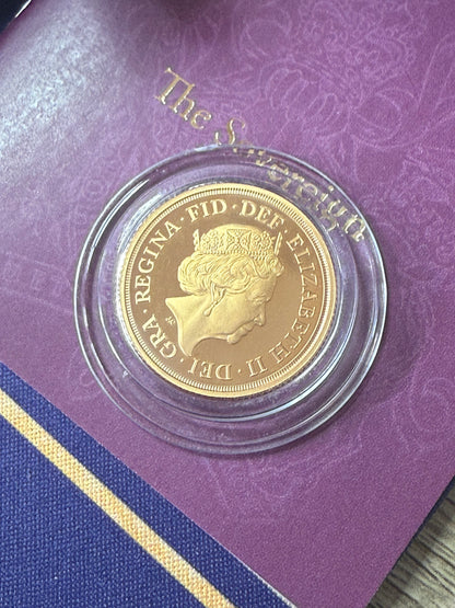 2022 QEII Proof Gold Full Sovereign - Platinum Jubilee Royal Mint with Box & COA