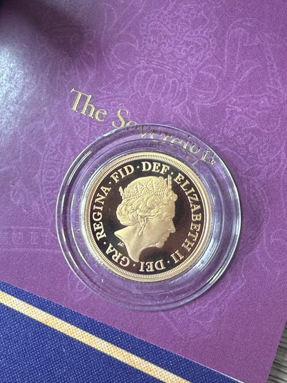 2022 QEII Proof Gold Full Sovereign - Platinum Jubilee Royal Mint with Box & COA